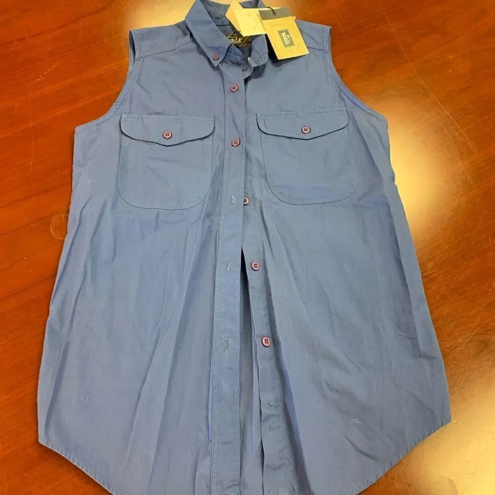 Vintage Woolrich Royal Blue Sleeveless Shirt sz S NWT